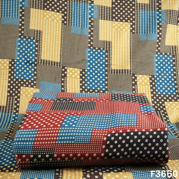 Ajrak Print Cambric Cotton Fabric-F3660